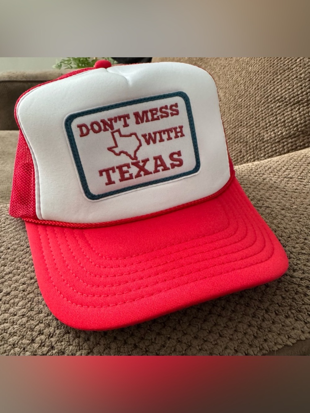 Brand New OTTO Red and White "Don't Mess With Texas" Trucker Hat